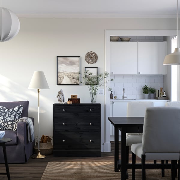 HAVSTA Kommode med 3 skuffer, svart, 81x47x89 cm