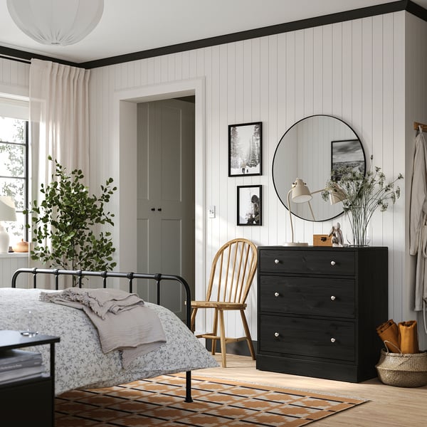 HAVSTA Kommode med 3 skuffer, svart, 81x47x89 cm