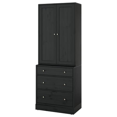 HAVSTA Kommode, svart, 81x47x212 cm