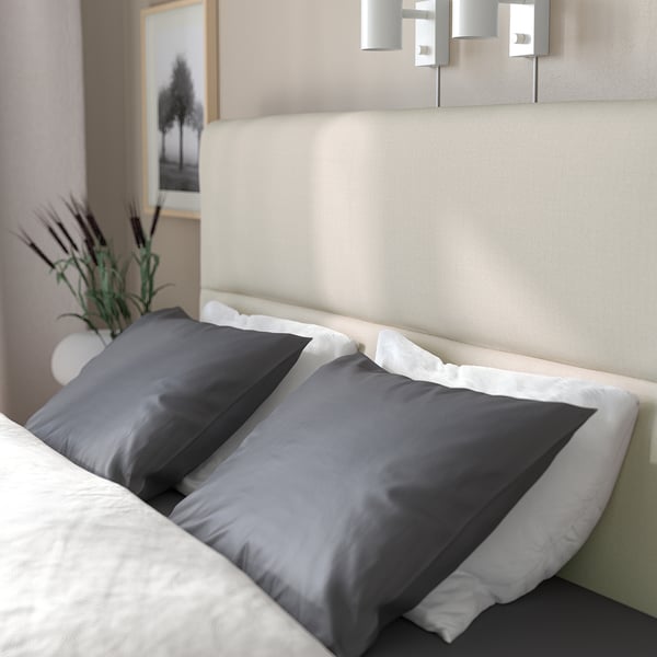 HEMFJÄLLET Seng med oppbevaring, Vesteröy fast/Nisseholm Odensvi lys beige, 140x200 cm