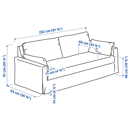 HYLTARP 3-seters sofa, Tallmyra hvit/svart/grå