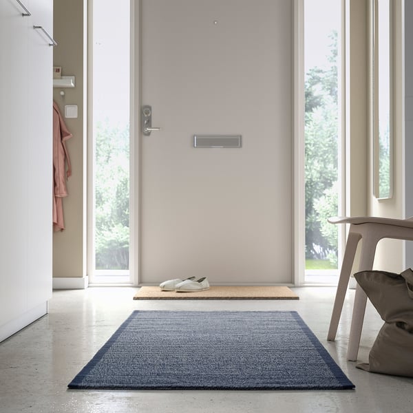 IDROTTSPLATS Teppe, flatvevd, blå, 80x150 cm