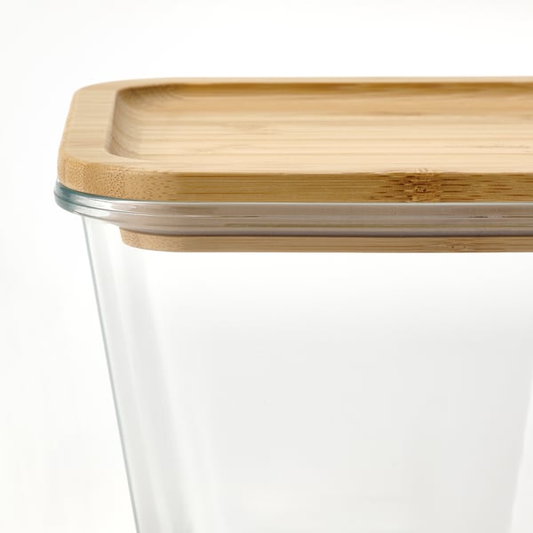 IKEA 365+ Matoppbevaring med lokk, firkant glass/bambus, 1.2 l