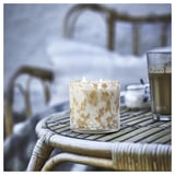 JÄMLIK Duftlys i glass, 2 veker, Duft: vanilje/lys gråbeige, 50 hr