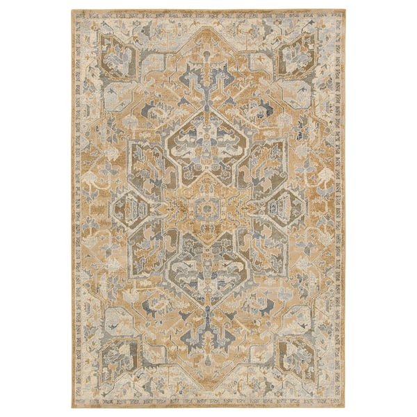JÄRNVÄG Teppe, kort lugg, ornamentmønster beige/mørk beige, 200x300 cm