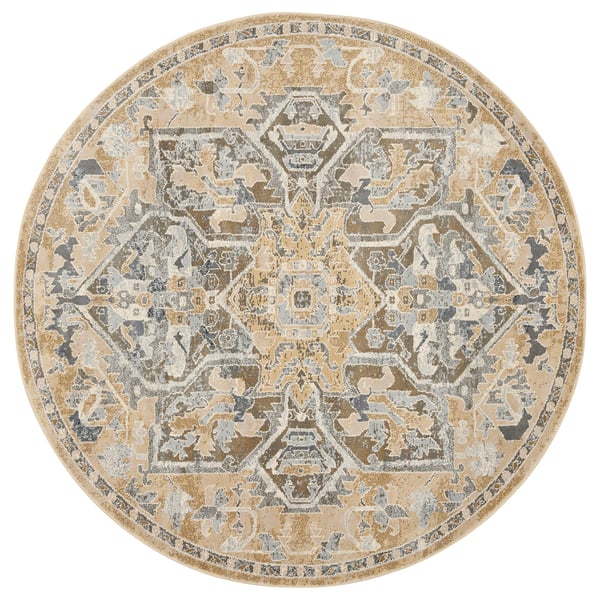 JÄRNVÄG Teppe, kort lugg, ornamentmønster beige/mørk beige, 195 cm