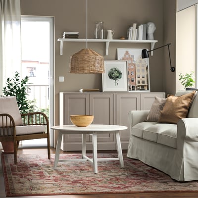 JÄRNVÄG Teppe, kort lugg, ornamentmønster rosa/beige, 200x300 cm