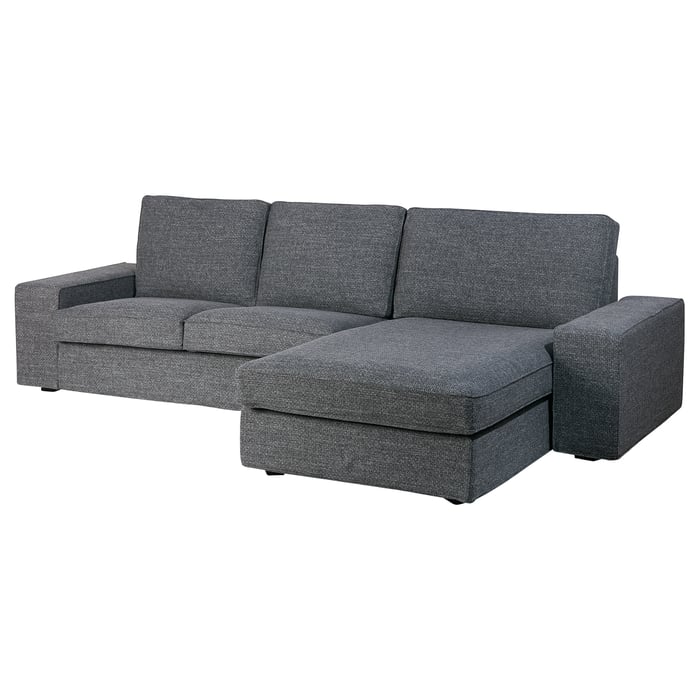 KIVIK 3seters sofa, Med sjeselong/Lejde grå/svart IKEA