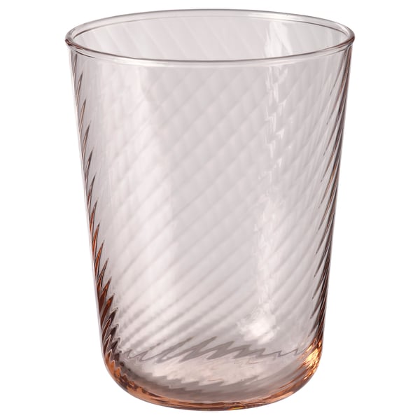KLIPPLAX Glass, stripet rosa, 25 cl