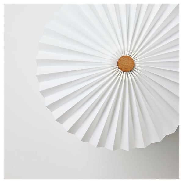 KUDDLAVA Bordlampe, plissert hvit, 28 cm