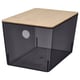 Alternativ: KUGGIS Kasse med lokk, transparent svart/bambus, 18x26x15 cm
