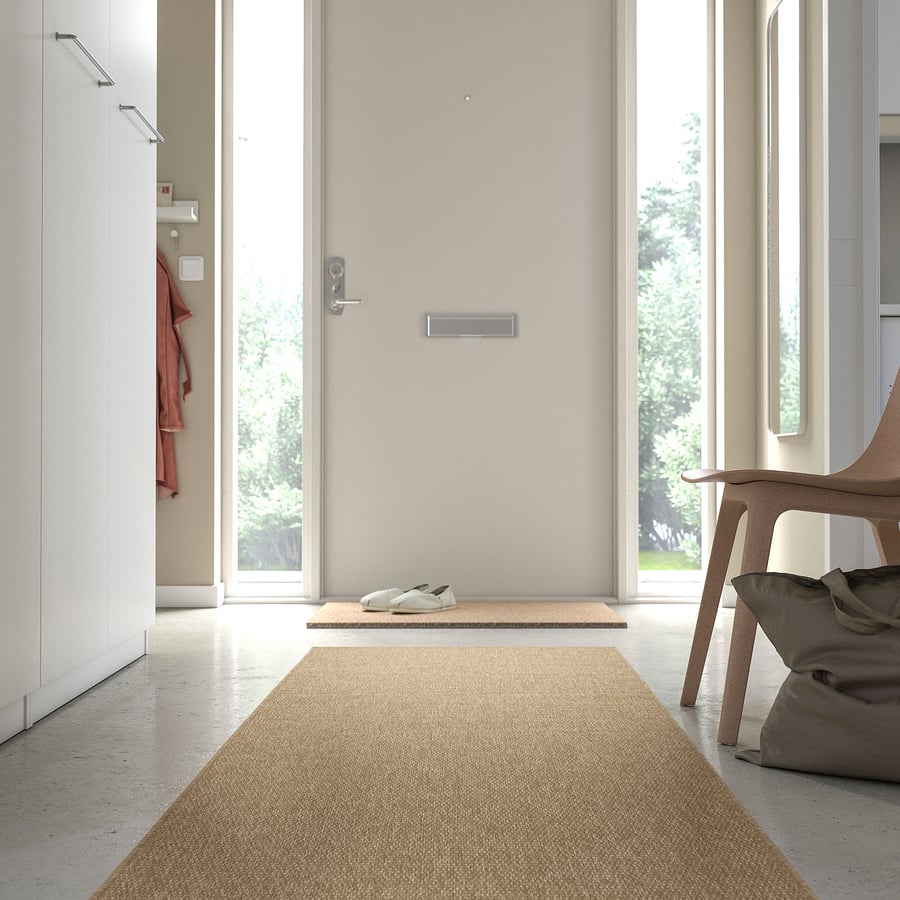 LÄTTBETONG løper, flatvevd, beige/lys brun, 80x250 cm - IKEA
