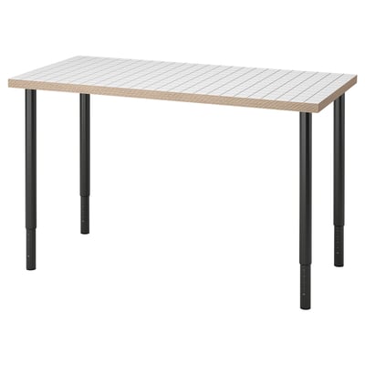 LAGKAPTEN / OLOV Skrivebord, hvit antrasitt/svart, 120x60 cm