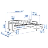 LANDSKRONA 4-seters sofa, med sjeselong/Gunnared blå/metall
