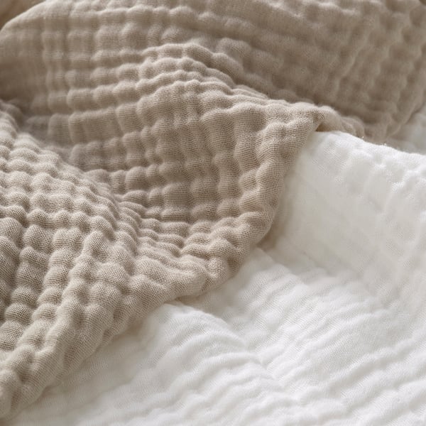 LEN Fasongsydd laken til sprinkelseng, hvit beige/Musselin, 60x120 cm