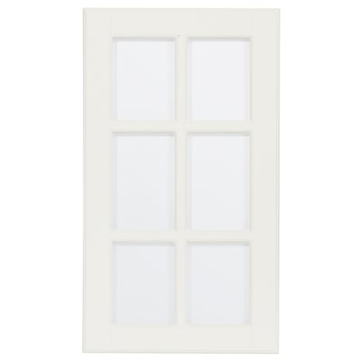 LILLBYN Vitrinedør, offwhite, 30x70 cm