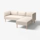 LILLEHEM 3-seters modulsofa med sjeselong, Vissle/beige tre
