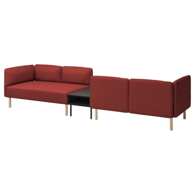 LILLEHEM 4-seters modulsofa med sidebord, Gunnared rødbrun/tre