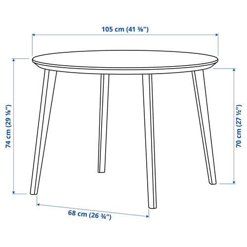 LISABO / LYCKAN Bord og 4 stoler, askefiner/bjørkefiner, 105 cm