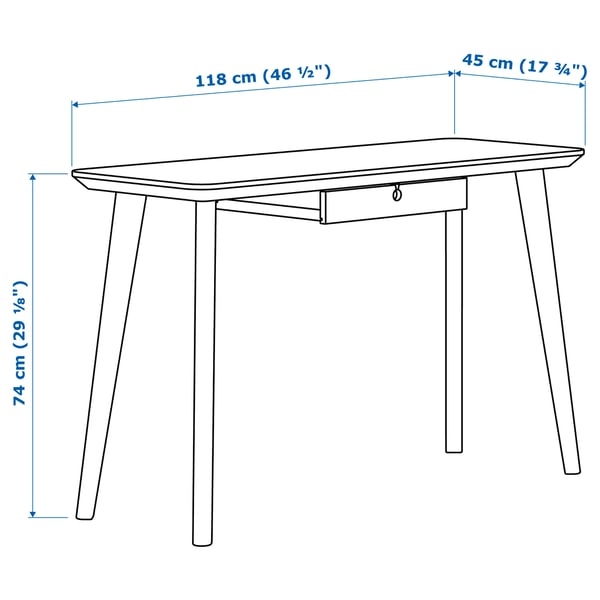 LISABO Skrivebord, svart, 118x45 cm