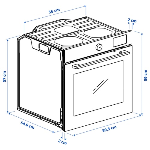 MÅGEBO Varmluftsovn med kombinert damp, IKEA 500 svart