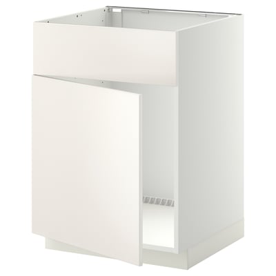 METOD Benkeskap f oppvaskkum dør/front, hvit/Veddinge hvit, 60x60 cm