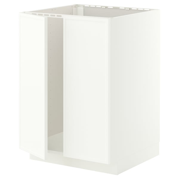 METOD Benkeskap for oppvaskkum + 2 dører, hvit/Aspudden matt hvit, 60x60 cm
