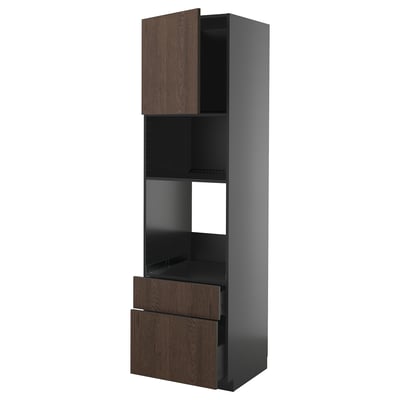 METOD / KNIVSHULT Hsk f ov/mikro m sk/2 sk, svartgrå/Sinarp brun, 60x60x220 cm