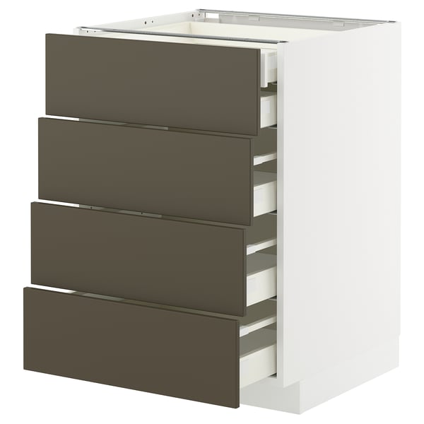 METOD / MAXIMERA Benkeskap 4 fr/2 l/3 m skuff, hvit/Havstorp brunbeige, 60x60 cm