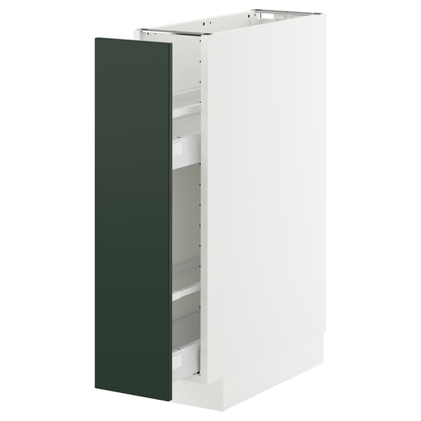 METOD / MAXIMERA Benkeskap m utrb innr, hvit/Havstorp dypgrønn, 20x60 cm