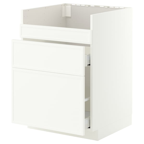 METOD / MAXIMERA Benkeskap til HAVSEN/3 front/2 sk, hvit/Aspudden matt hvit, 60x60 cm