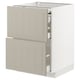 METOD / MAXIMERA Benkeskap, uttrekksflate/3 skuffer, hvit/Stensund beige, 60x60 cm