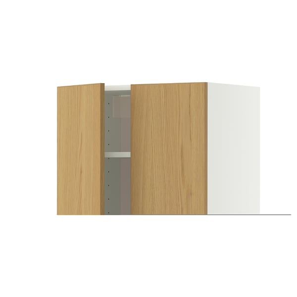 METOD Veggskap m hyller/2 dører, hvit/Sinarp eikefiner, 60x80 cm