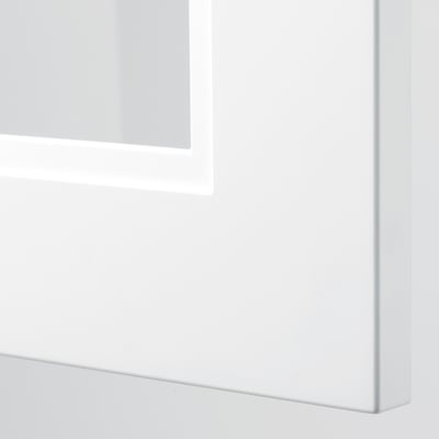 METOD Veggskap m hyller/2 vitrinedører, hvit/Axstad matt hvit, 80x80 cm