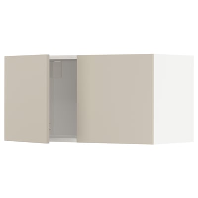 METOD Veggskap med 2 dører, hvit/Havstorp beige, 80x40 cm