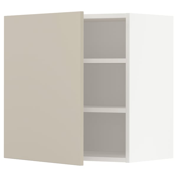 METOD Veggskap med hylleplater, hvit/Havstorp beige, 60x60 cm