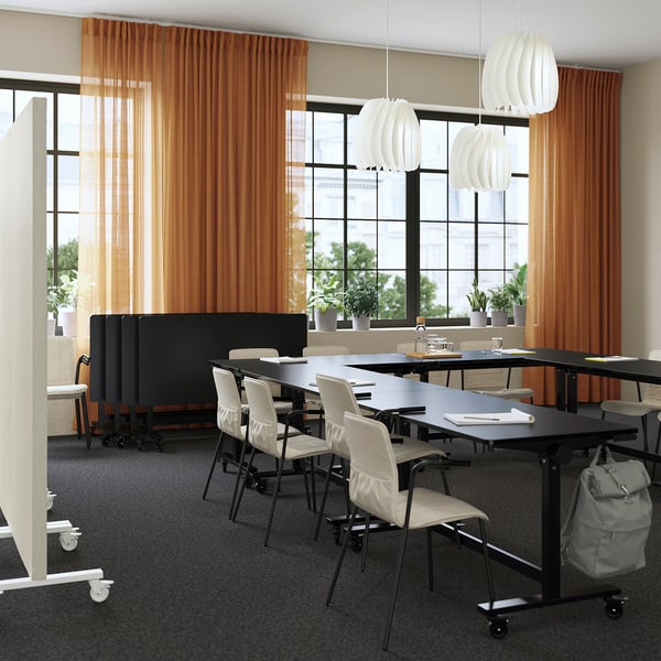 MITTZON Sammenleggbart bord med hjul, svart, 140x70 cm