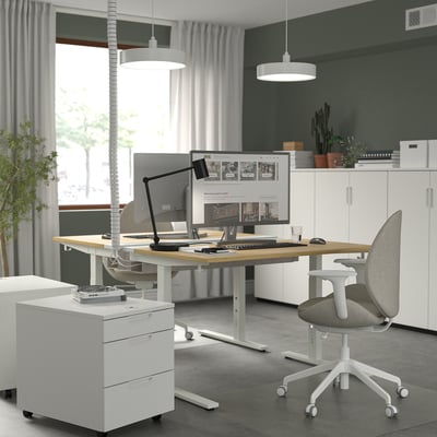 MITTZON Skrivebord, eikefiner/hvit, 120x60 cm