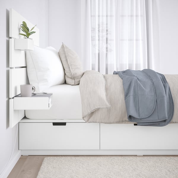 NORDLI Seng med oppbevaring og hodegavl - hvit - IKEA