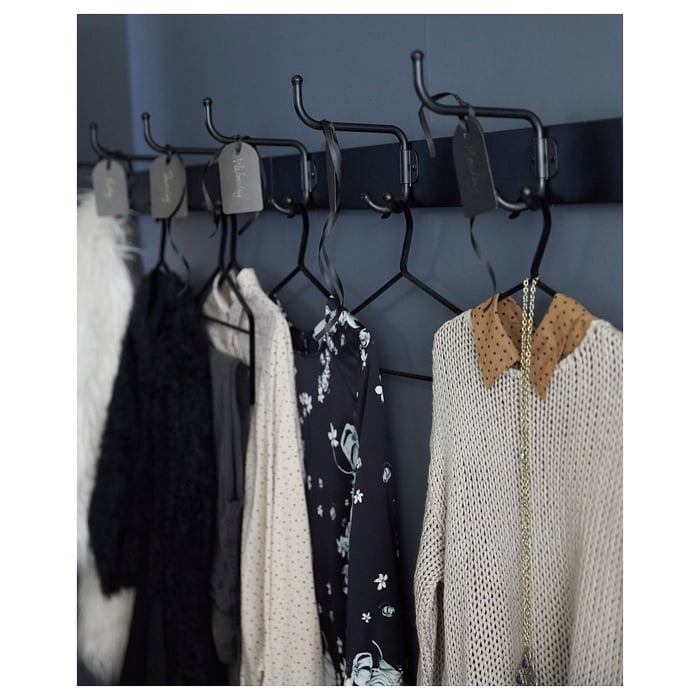 PINNIG Knaggrekke med 3 knagger, svart IKEA
