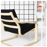 POÄNG Lenestol med lav rygg, naturfarget/beige/Vissle svart