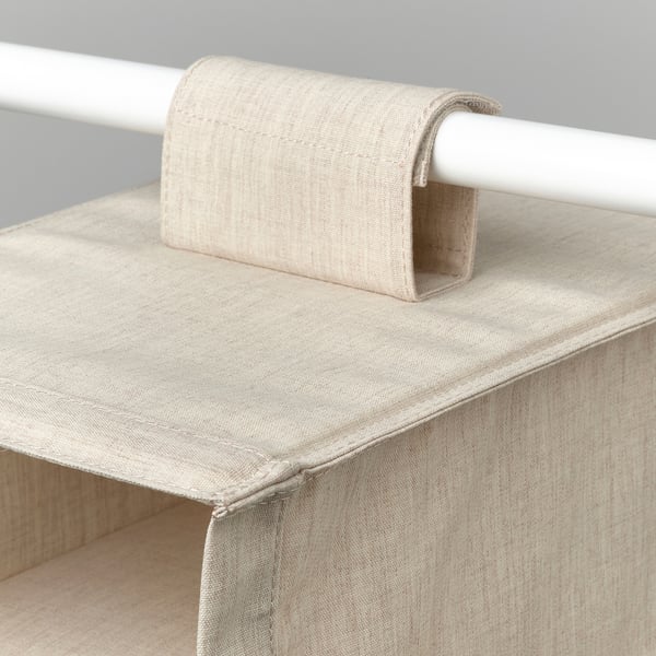 PURRPINGLA Oppbevaring med 6 rom, hengende, tekstil/beige, 22x34x80 cm