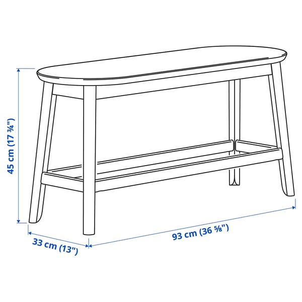 RÄVSTEN Benk, svart, 93 cm