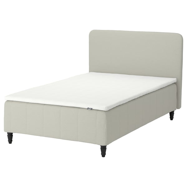 RÅHOLMAR Rammemadrass, pocketfjærer, 5 soner, inkludert bein, overmadrass og gavl medium/Knisa lys beige Nisseholm, 140x200 cm