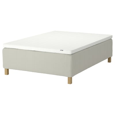 RISHÖJDEN Rammemadrass, pocketfjærer, 7 soner, inkludert bein og overmadrass fast/Knisa lys beige Norrsele, 140x200 cm