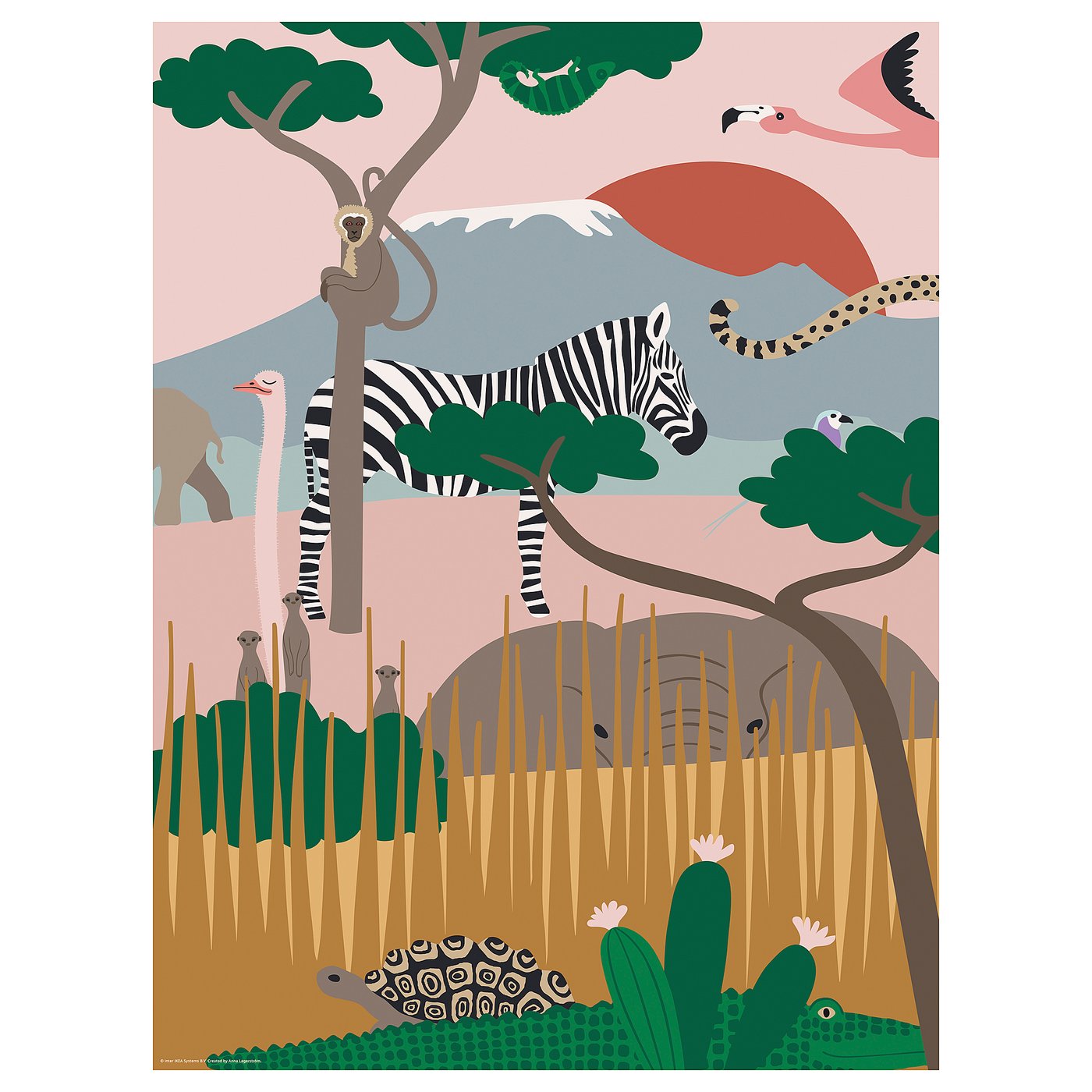 SANDLÖPARE Plakat, gjemsel på savannen, 30x40 cm