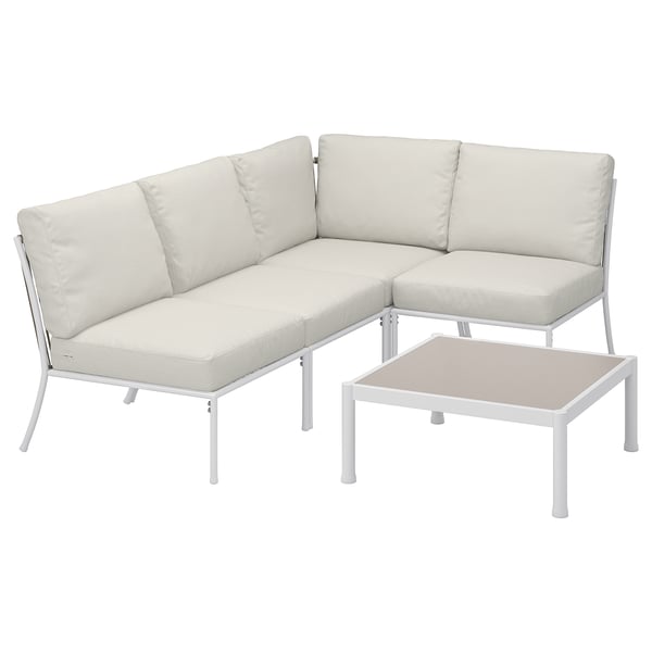 SEGERÖN 3-seters møbelgruppe, utendørs hvit/beige/Frösön/Duvholmen beige