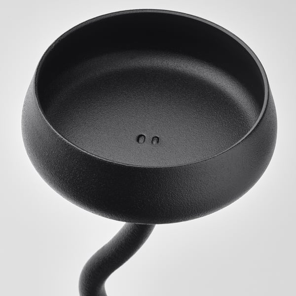 SILVERPÄRON Lysholder til kubbelys, svart, 24 cm