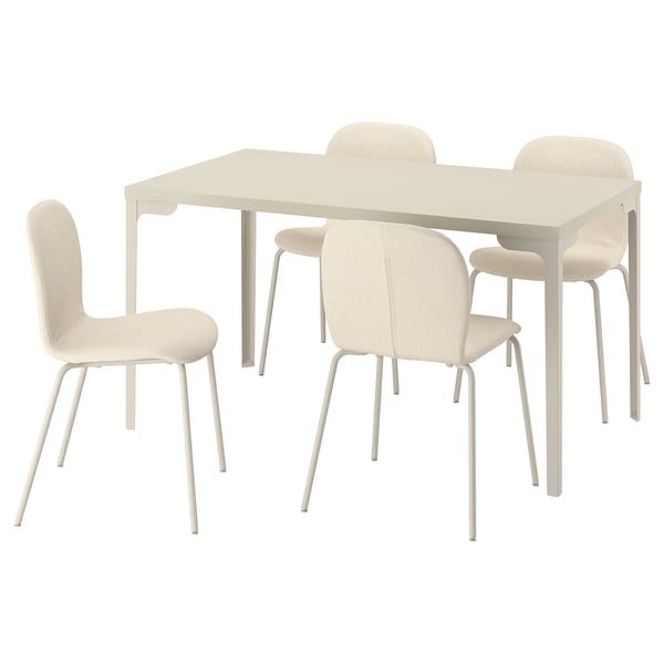 SKÅLSTA Bord og 4 stoler, lys gråbeige rett lys grå/beige/Knäbäck beige metallrør / lys grå-beige, 140x80 cm