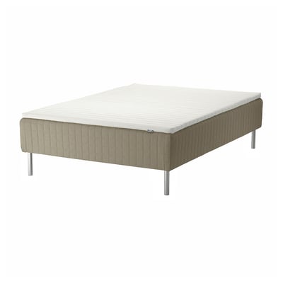 SKÅRER Rammemadrass med overmadrass, medium mørk beige/Nisseholm hvit, 120x200 cm